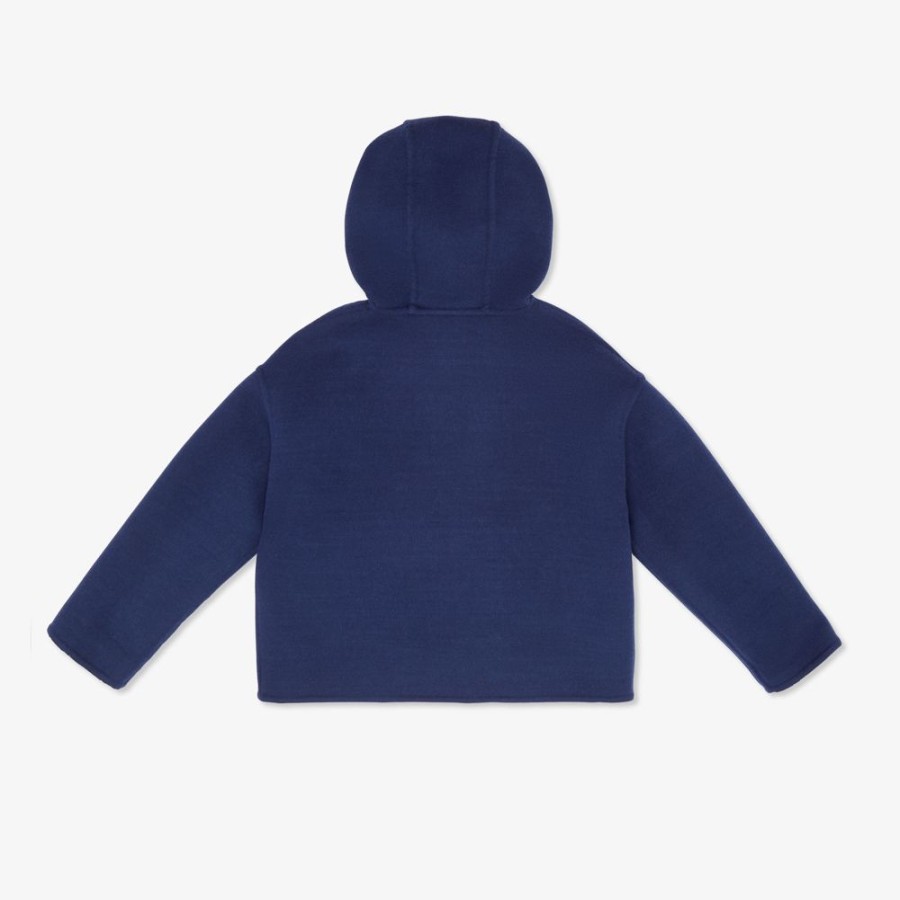 Kids Fendi Ready To Wear | Jacke Aus Doppeltem Wollgewebe In Blau Mit Logo