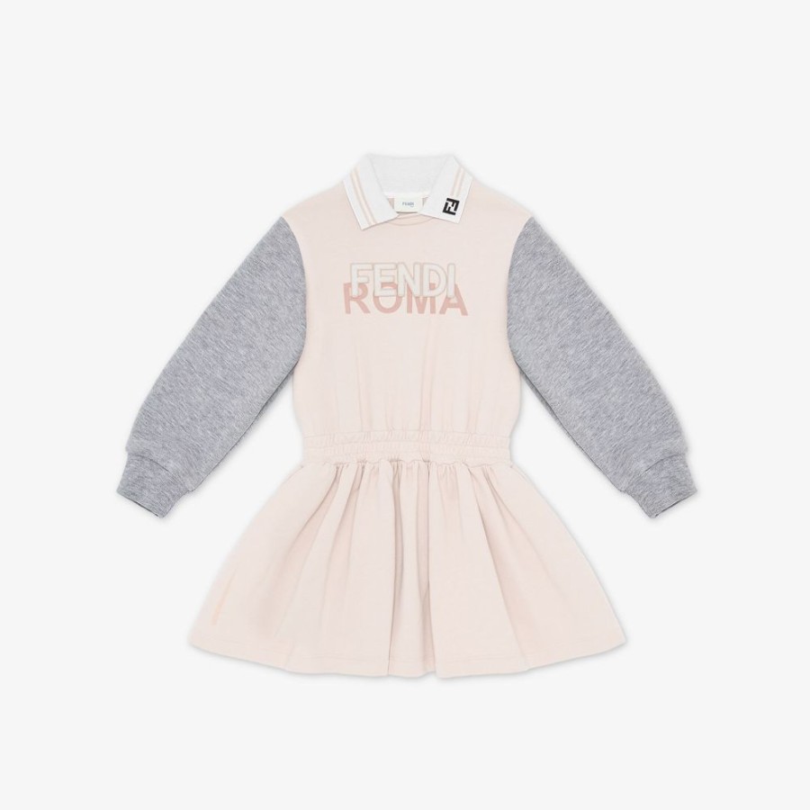 Kids Fendi Ready To Wear | Junior-Kleid Aus Sweatjersey Mit Stickerei