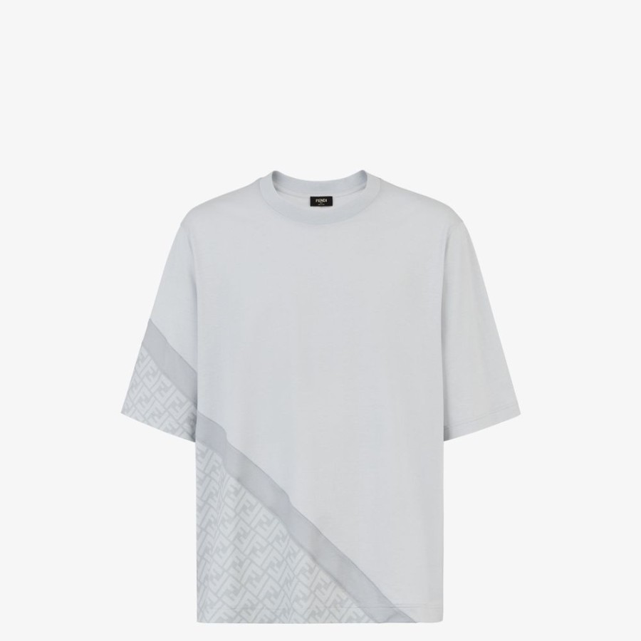 Herren Fendi T-Shirts Und Poloshirts | T-Shirt Fendi Diagonal Aus Jersey In Grau