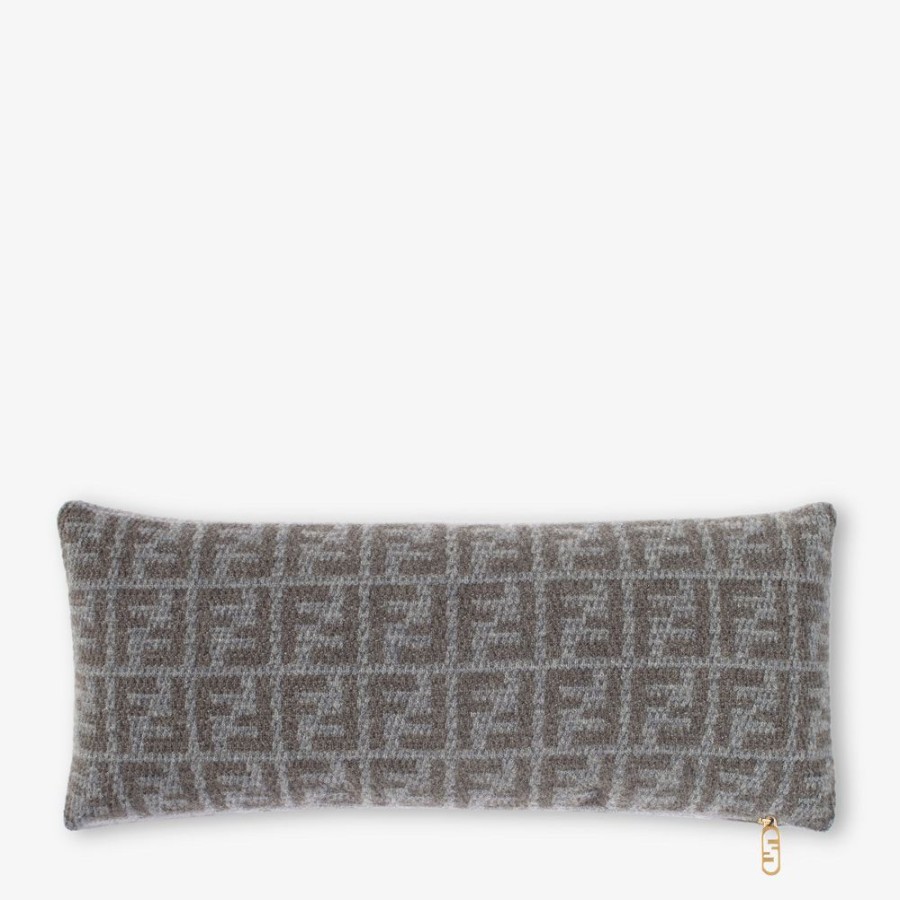 Home Decor & Lifestyle Fendi Textile Accessoires | Kissen Aus Kaschmir In Grau