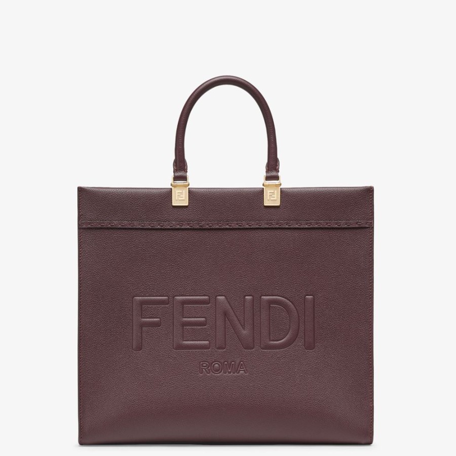 Damen Fendi Shopper-Taschen | Shopper Aus Leder In Bordeaux