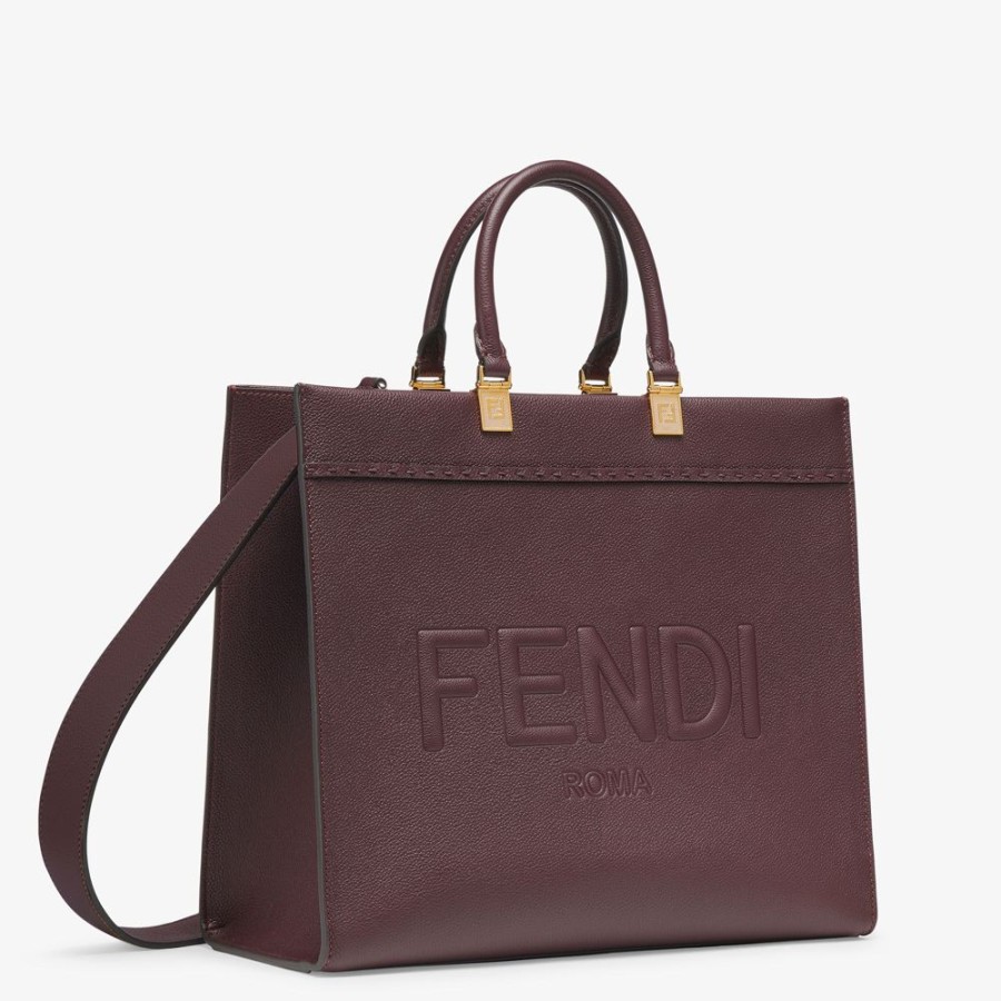 Damen Fendi Shopper-Taschen | Shopper Aus Leder In Bordeaux