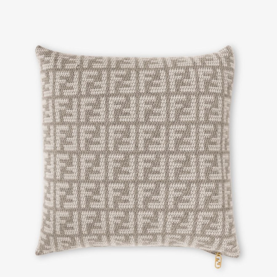 Home Decor & Lifestyle Fendi Textile Accessoires | Kissen Aus Kaschmir In Taube