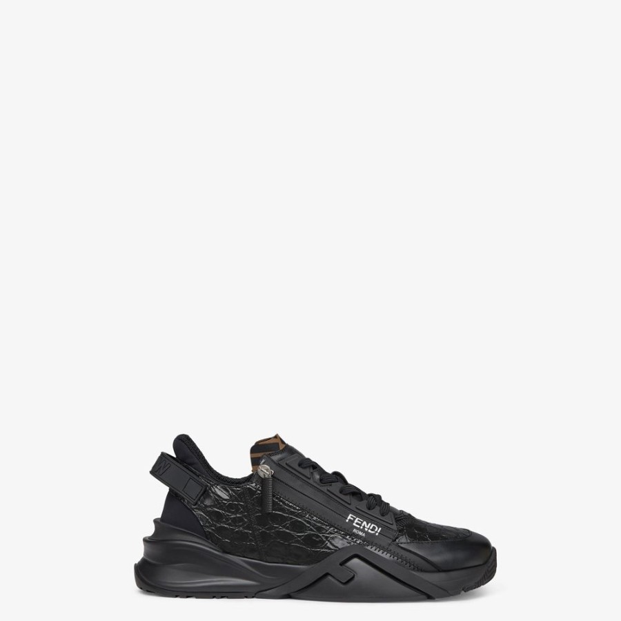 Herren Fendi Sneakers | Low-Top Aus Kaiman In Schwarz