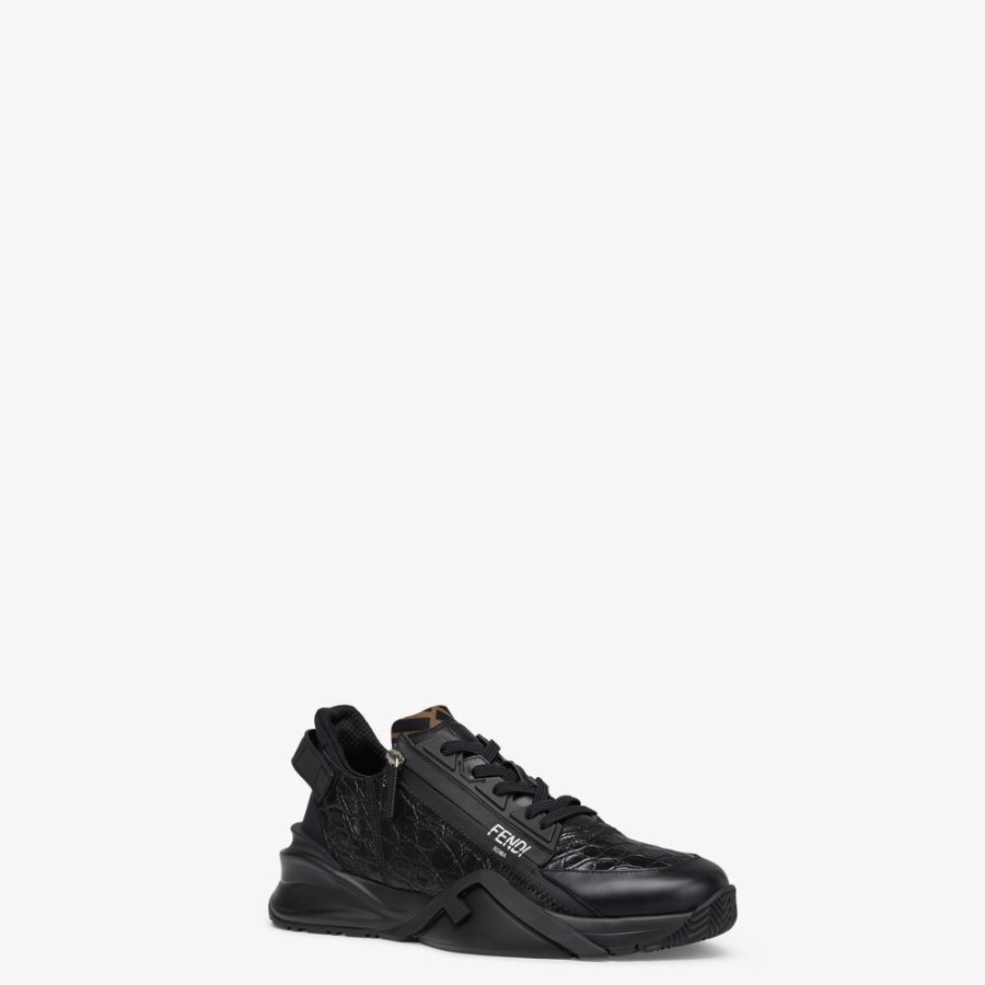 Herren Fendi Sneakers | Low-Top Aus Kaiman In Schwarz