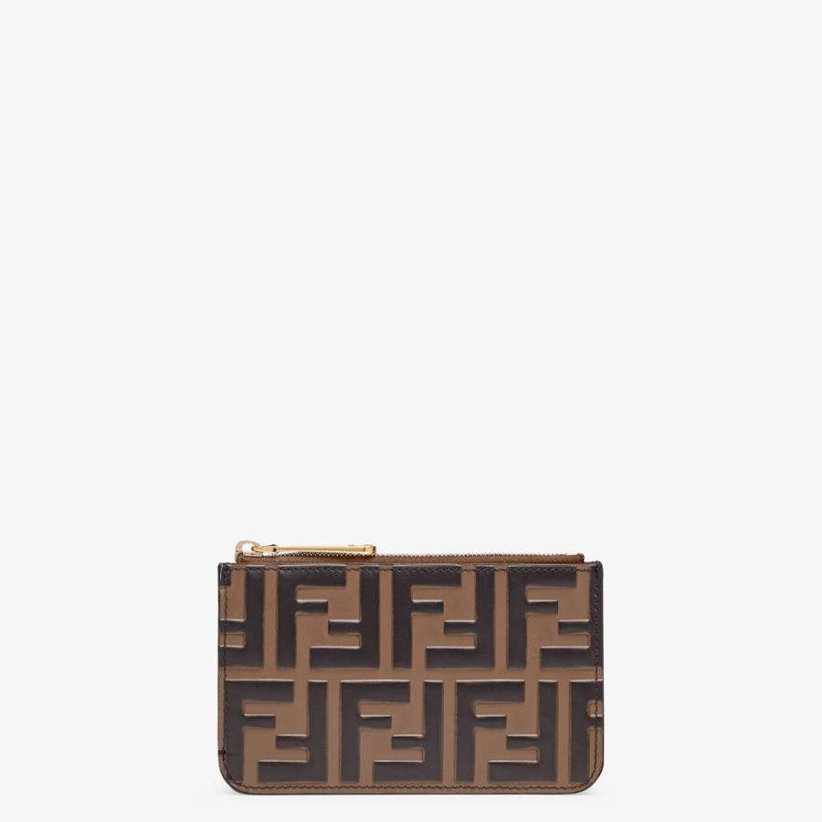 Damen Fendi Kartenetuis Und Kleine Accessoires | Pochette Aus Leder In Braun