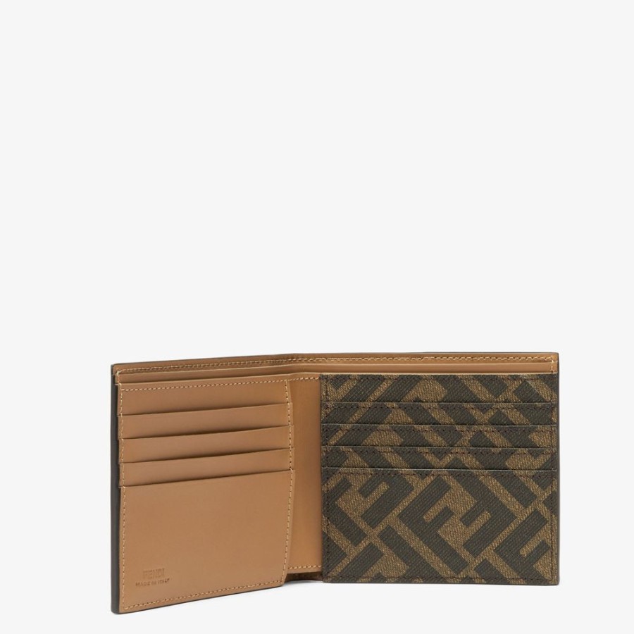 Herren Fendi Portemonnaies | Kompaktes Bifold-Portemonnaie Aus Leder In Beige