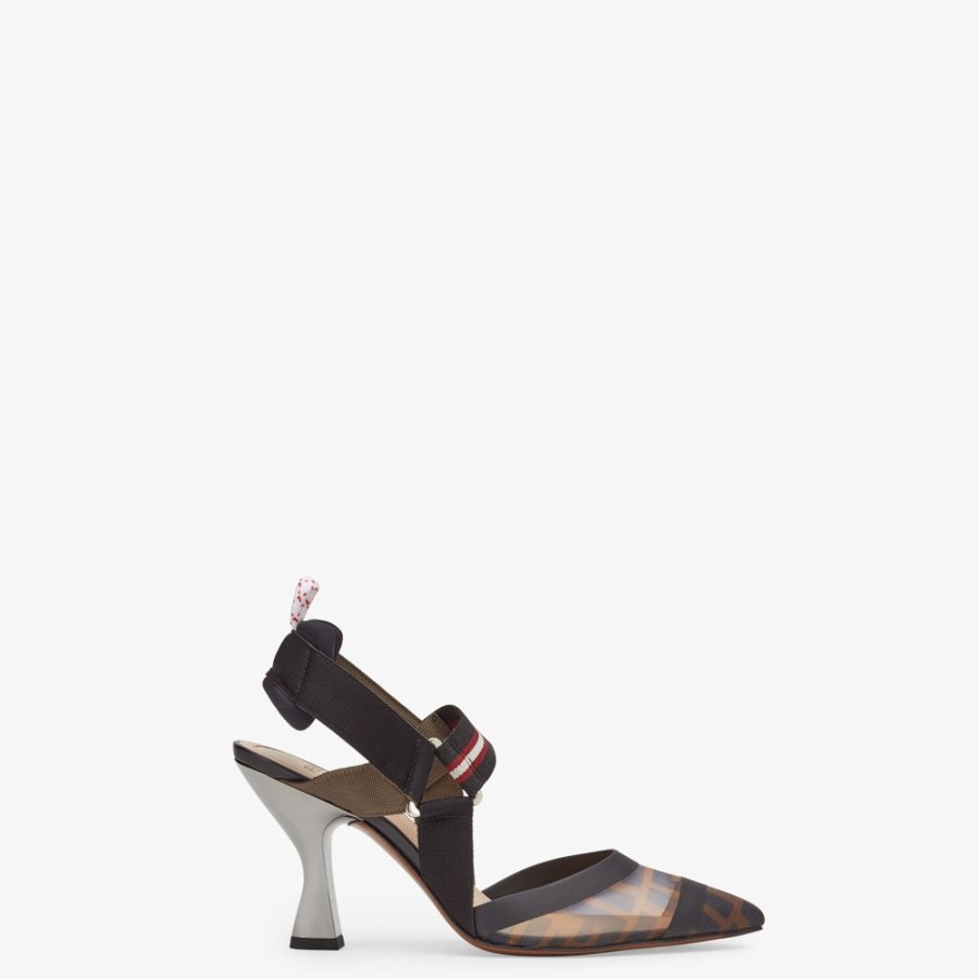 Damen Fendi Pumps Und Slingbacks | Slingback Mit Hohem Absatz Aus Technischem Netzgewebe Mehrfarbig