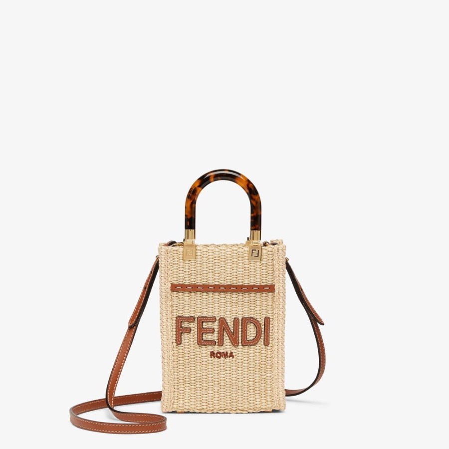 Damen Fendi Mini-Taschen | Mini Bag Aus Naturstroh