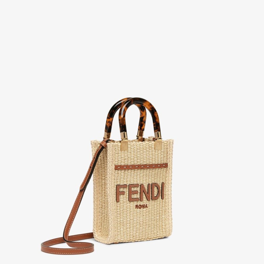 Damen Fendi Mini-Taschen | Mini Bag Aus Naturstroh