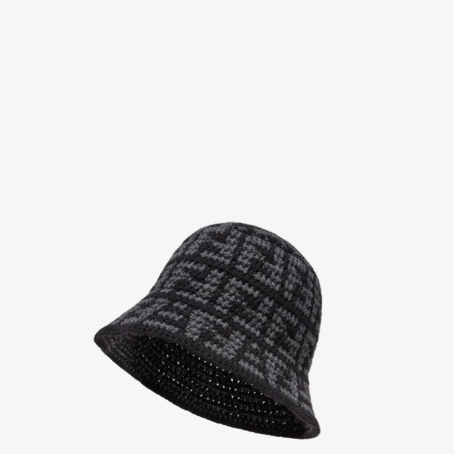 Herren Fendi Mutzen Und Handschuhe | Bucket Hat Aus Kaschmir In Schwarz