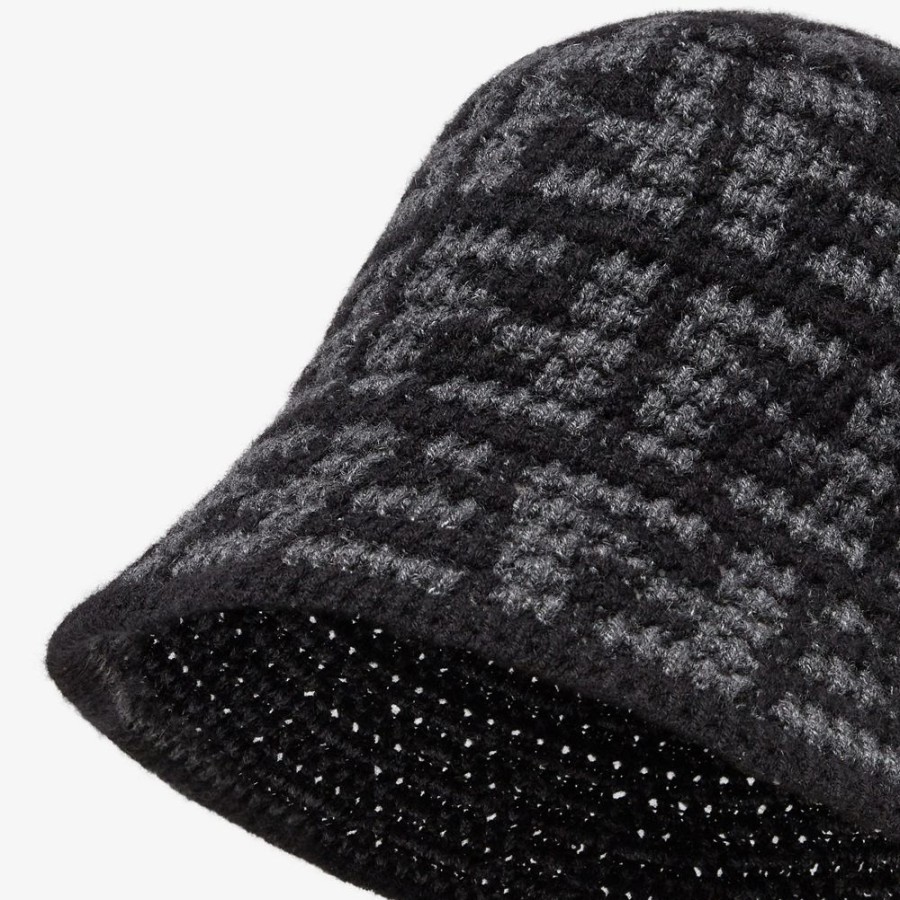 Herren Fendi Mutzen Und Handschuhe | Bucket Hat Aus Kaschmir In Schwarz