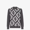 Herren Fendi Strickbekleidung | Pullover Aus Wolle In Grau