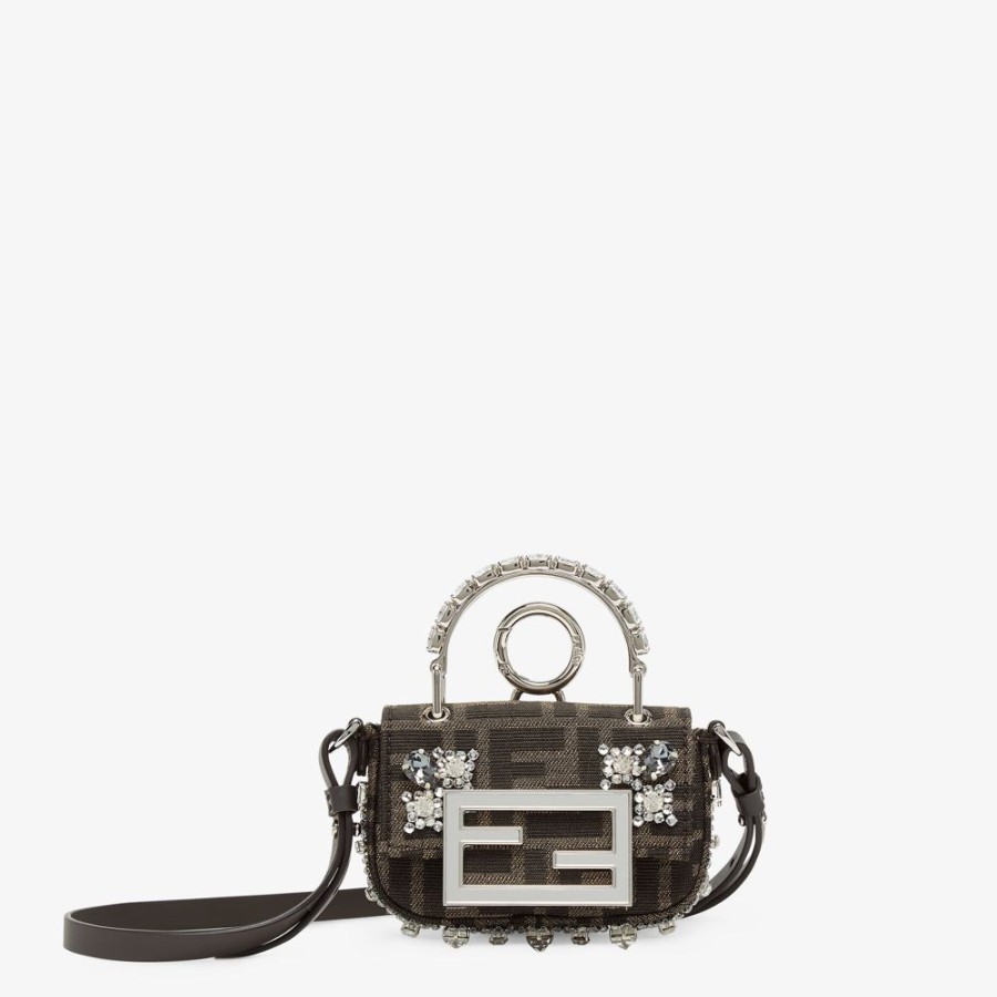 Damen Fendi Miniature Taschen | Mini-Tasche Aus Stoff In Braun