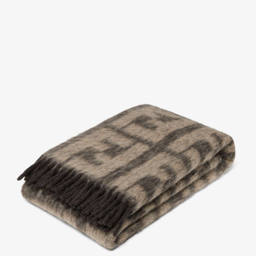 Herren Fendi Schals | Plaid Aus Alpaka Und Wolle In Beige