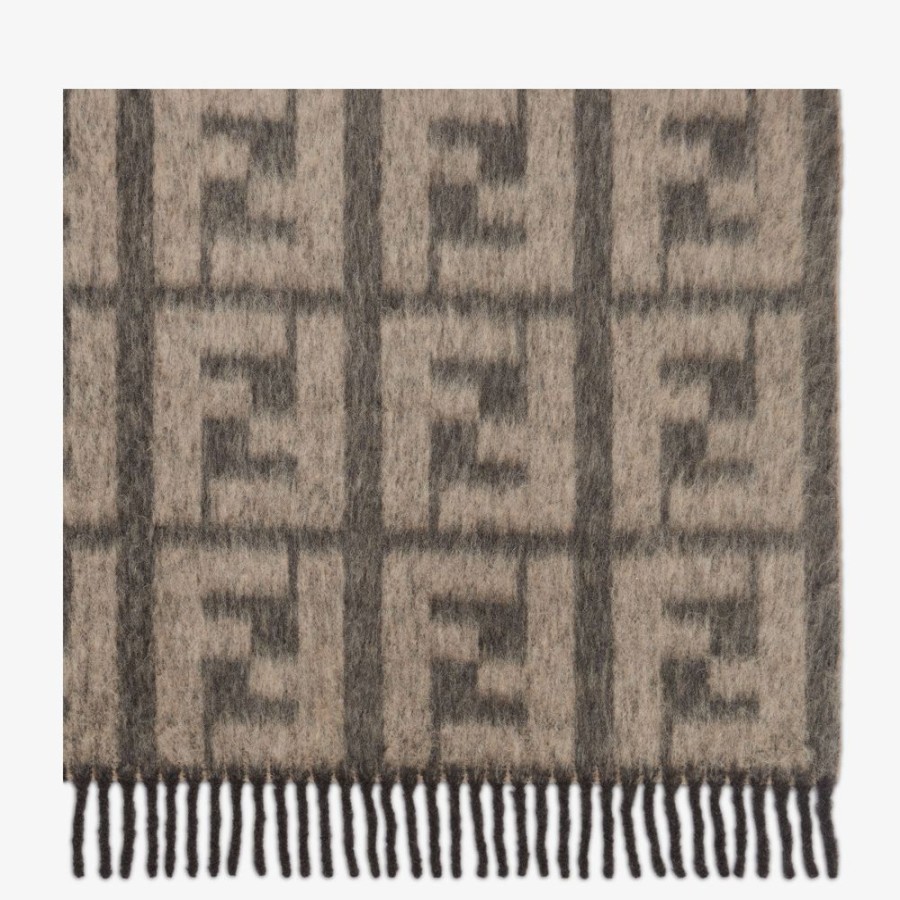 Herren Fendi Schals | Plaid Aus Alpaka Und Wolle In Beige