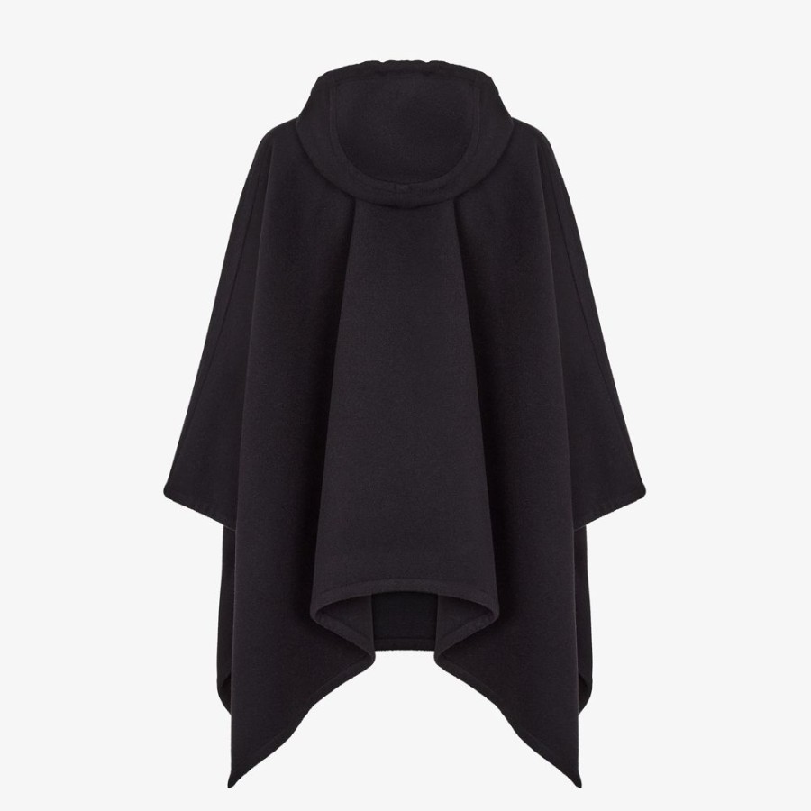 Damen Fendi Schals Und Ponchos | Poncho Aus Kaschmir Und Nerzpelz In Schwarz