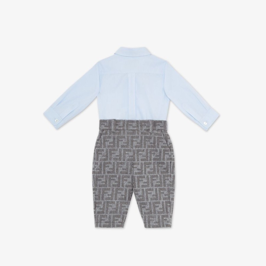 Kids Fendi Baby Junge | Baby-Strampler Aus Popeline Und Flanell Mit Logo