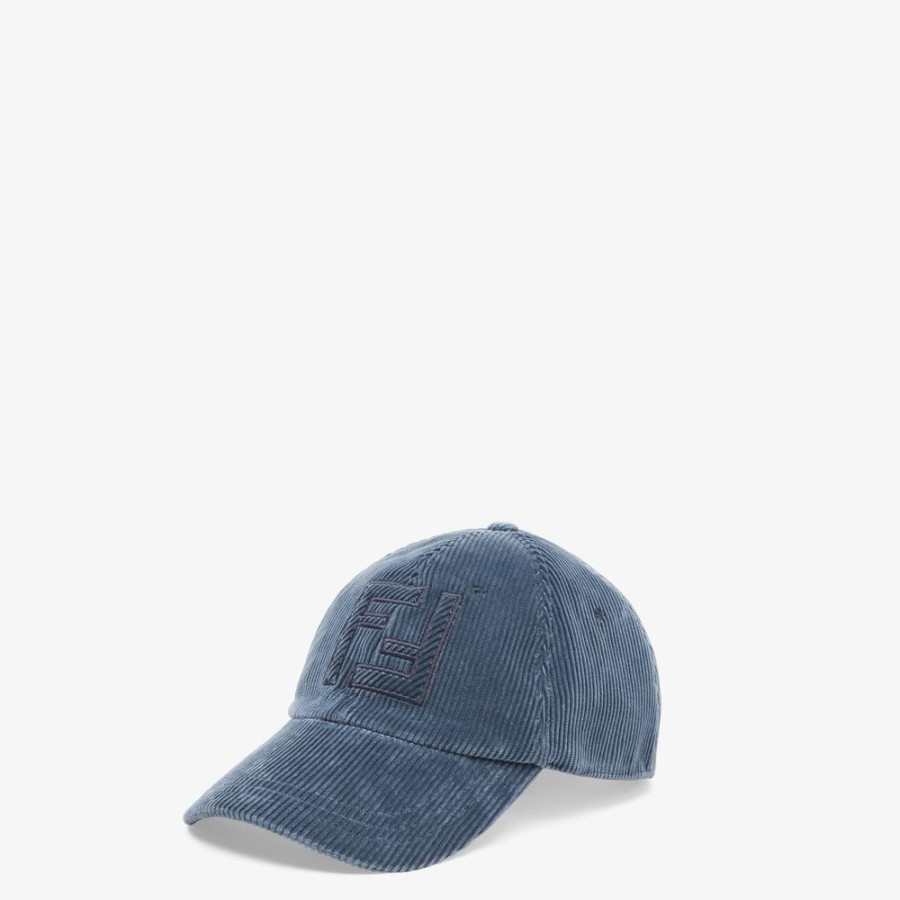 Herren Fendi Mutzen Und Handschuhe | Baseballcap Aus Samt In Blau