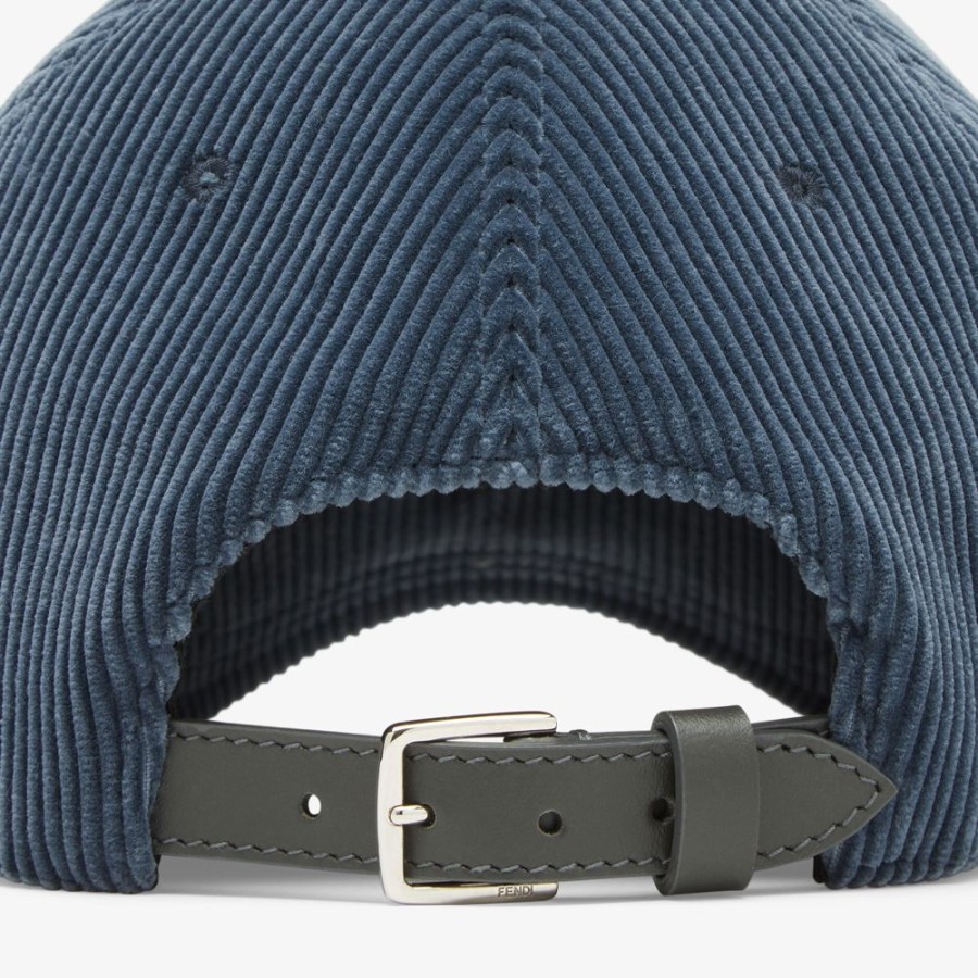 Herren Fendi Mutzen Und Handschuhe | Baseballcap Aus Samt In Blau