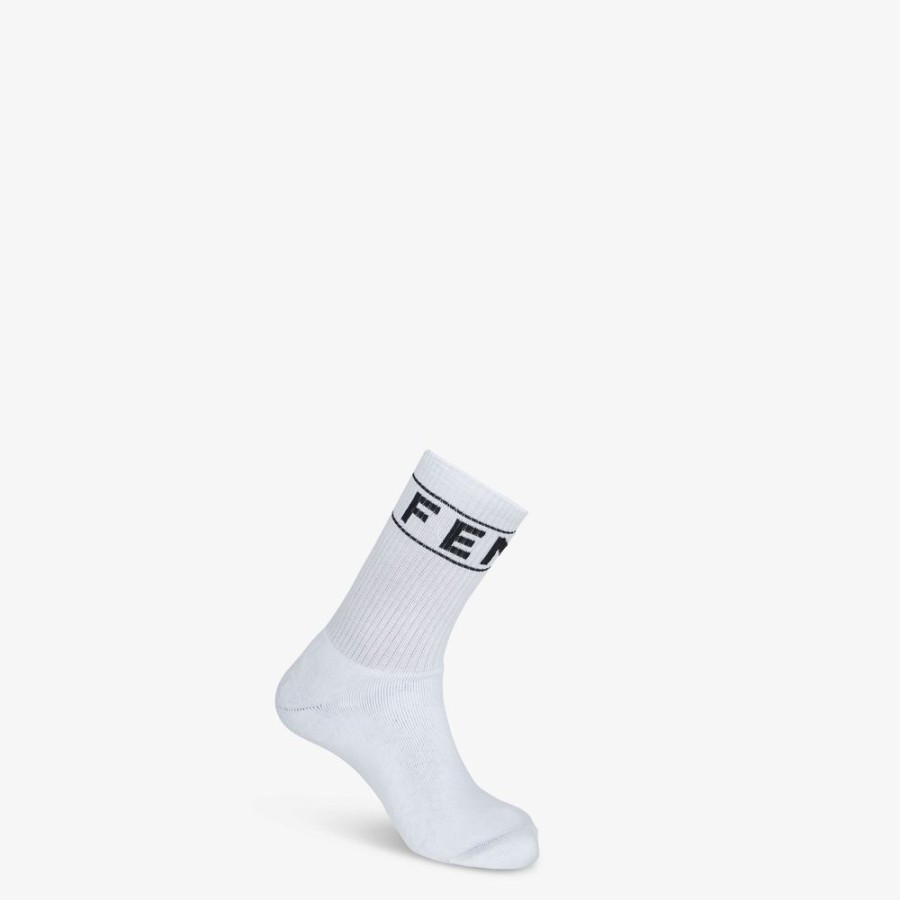 Herren Fendi Socken | Socken Aus Frottee In Weis