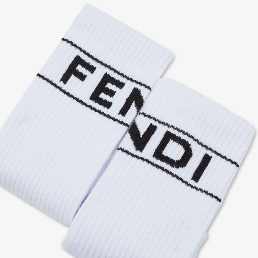 Herren Fendi Socken | Socken Aus Frottee In Weis