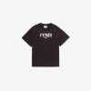 Kids Fendi Ready To Wear | Junior-T-Shirt In Schwarz Aus Jersey Mit Aufdruck In Silberfarben