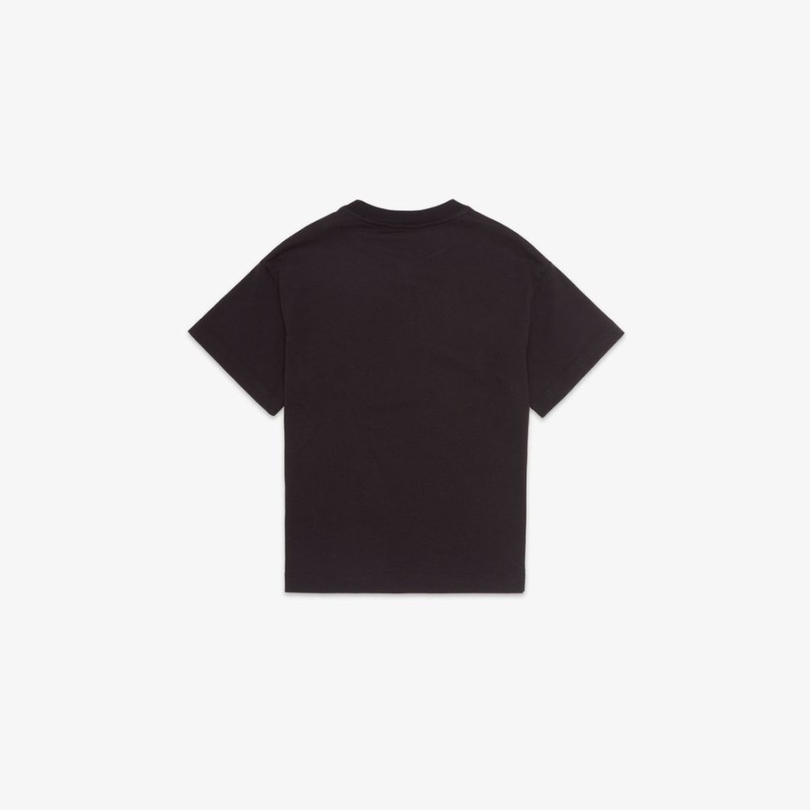 Kids Fendi Ready To Wear | Junior-T-Shirt In Schwarz Aus Jersey Mit Aufdruck In Silberfarben