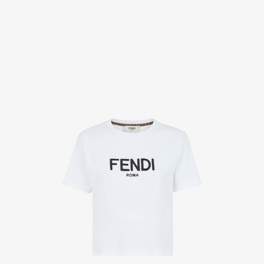 Damen Fendi T-Shirts Und Sweatshirts | T-Shirt Aus Baumwolle In Weis