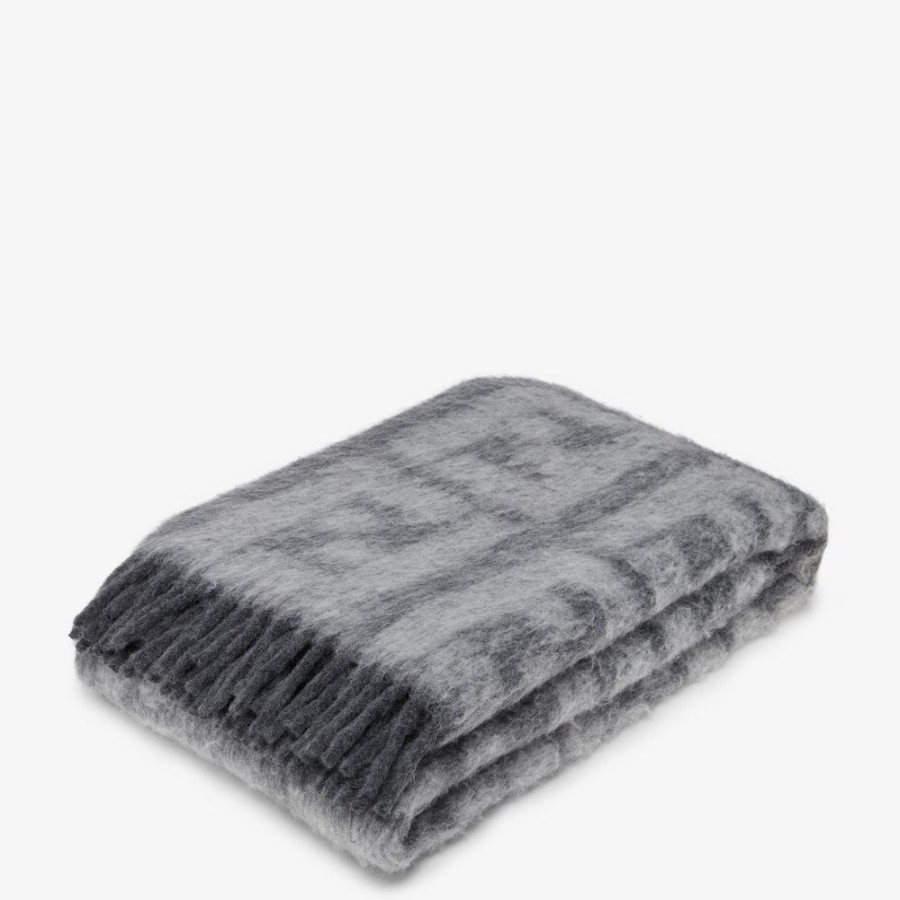 Herren Fendi Schals | Plaid Aus Alpaka Und Wolle In Grau