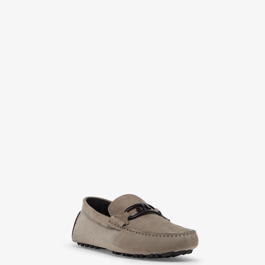 Herren Fendi Loafer | Loafers Aus Nubukleder In Beige