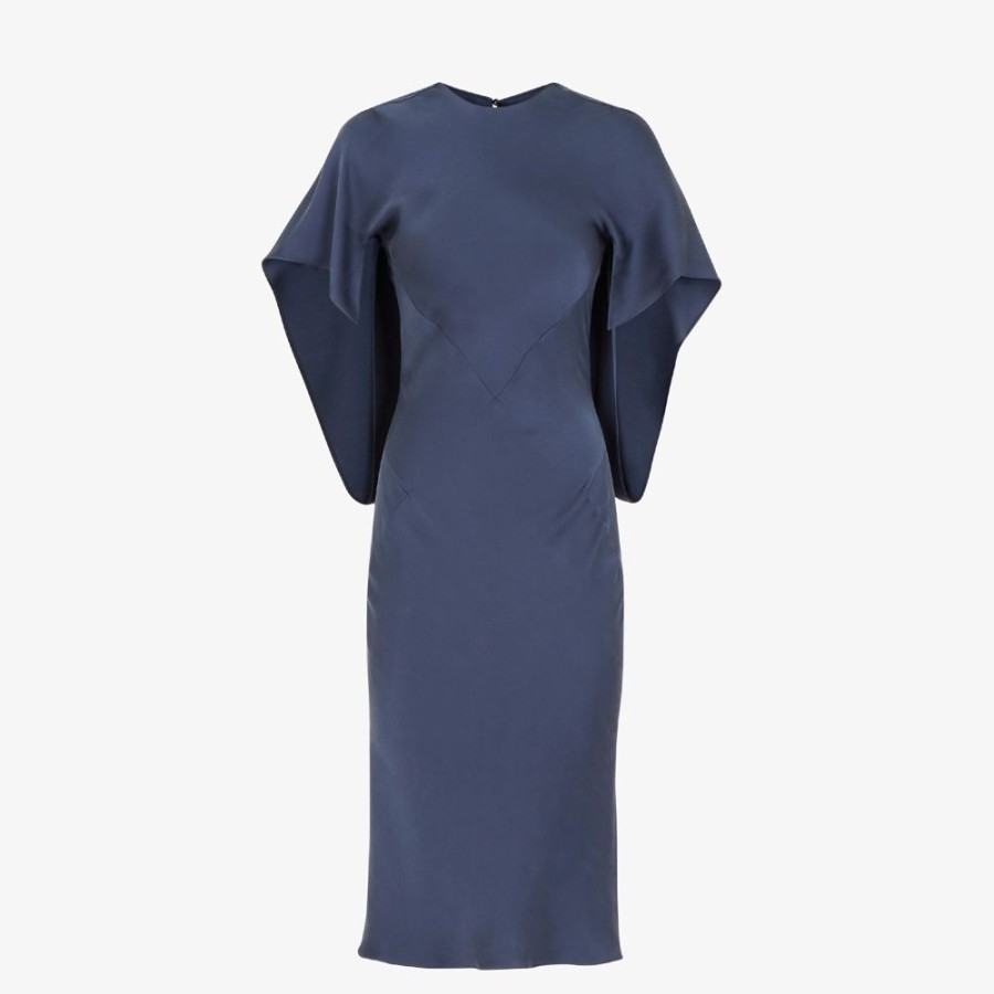 Damen Fendi Kleider Und Jumpsuits | Kleid Aus Satin In Blau