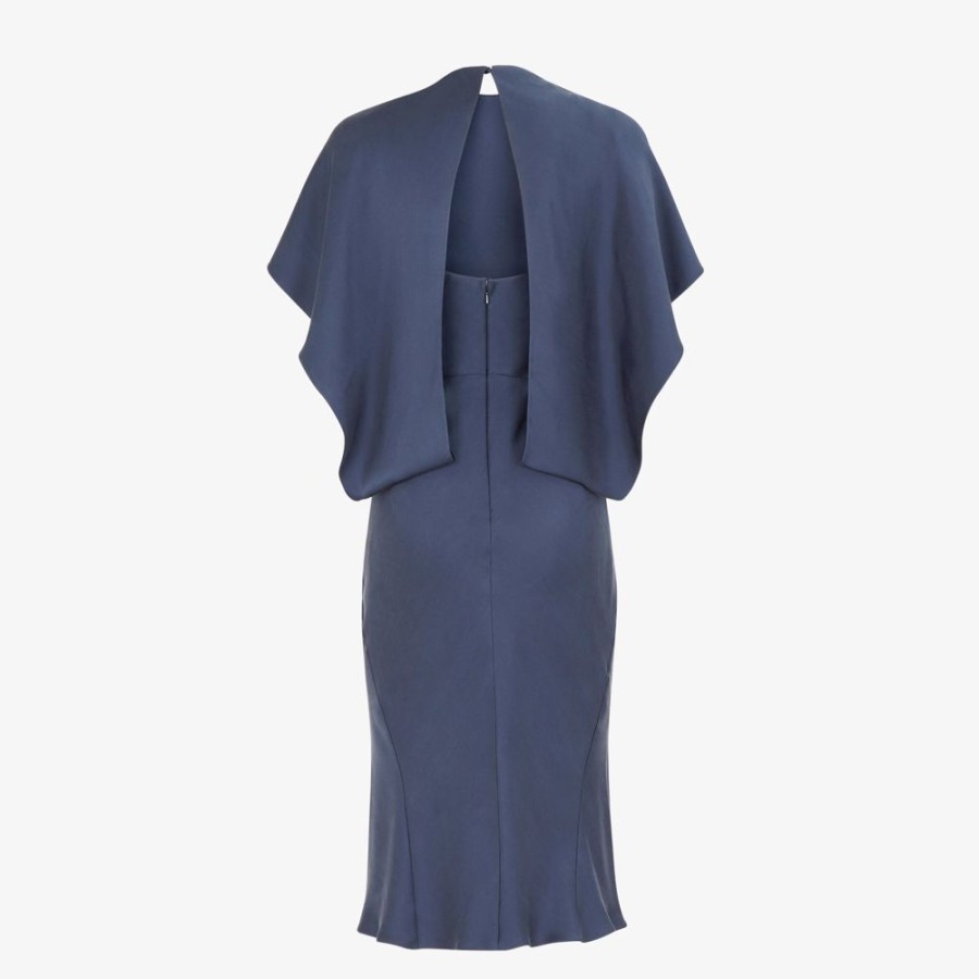 Damen Fendi Kleider Und Jumpsuits | Kleid Aus Satin In Blau