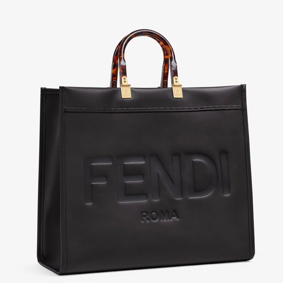 Damen Fendi Timeless | Shopper Aus Leder In Schwarz