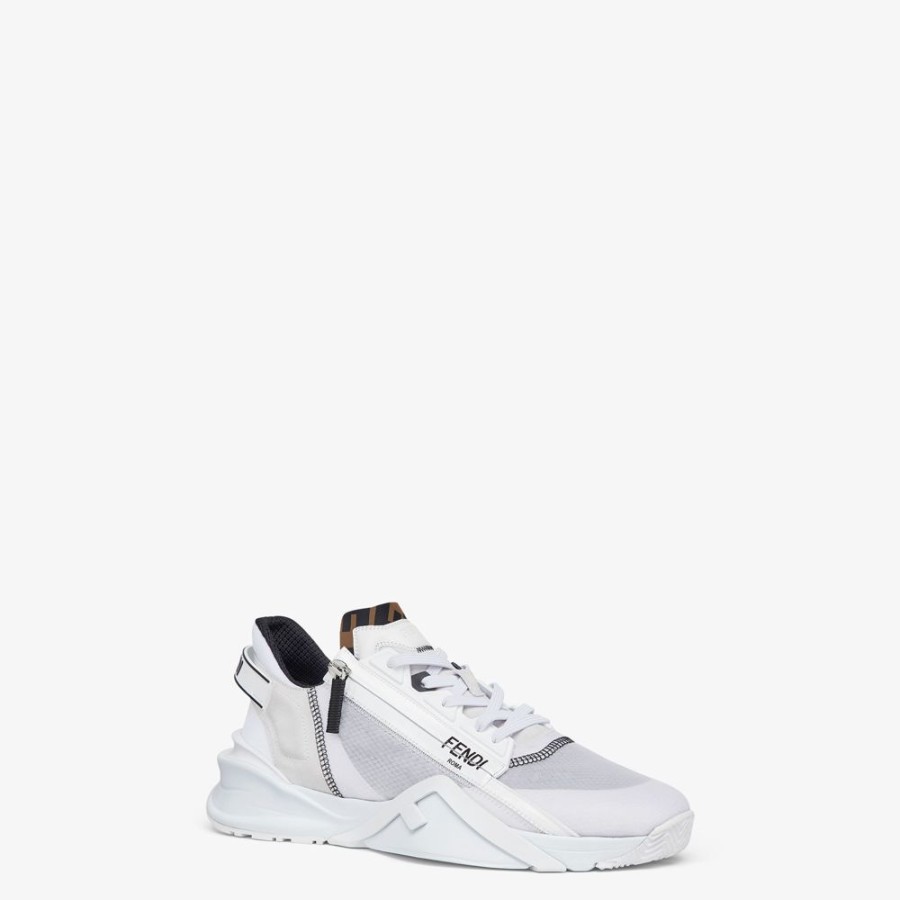 Herren Fendi Sneakers | Low-Top Aus Nylon In Weis