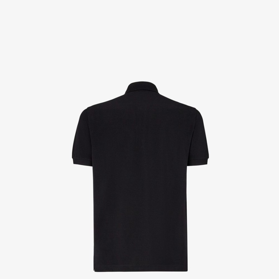 Herren Fendi T-Shirts Und Poloshirts | Poloshirt Aus Pikee In Schwarz