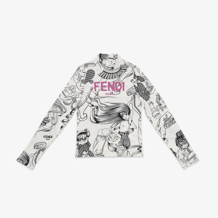 Kids Fendi Ready To Wear | Junior-Top Aus Jersey Mit Mehrfarbigem Print