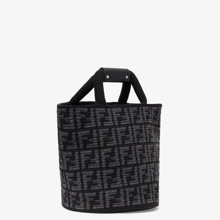 Herren Fendi Tote Taschen | Tasche Ff Aus Kaschmir In Schwarz