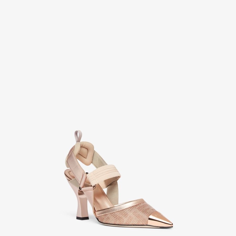 Damen Fendi Pumps Und Slingbacks | Slingback Mit Hohem Absatz Aus Mesh In Rosa