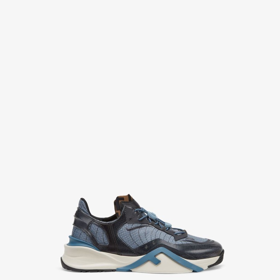 Herren Fendi Sneakers | Low-Top Sneaker Aus Stoff In Blau