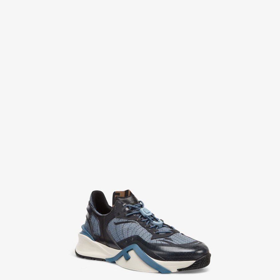 Herren Fendi Sneakers | Low-Top Sneaker Aus Stoff In Blau