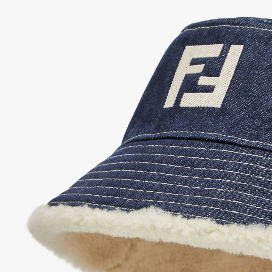 Herren Fendi Mutzen Und Handschuhe | Bucket Hat Aus Denim In Blau