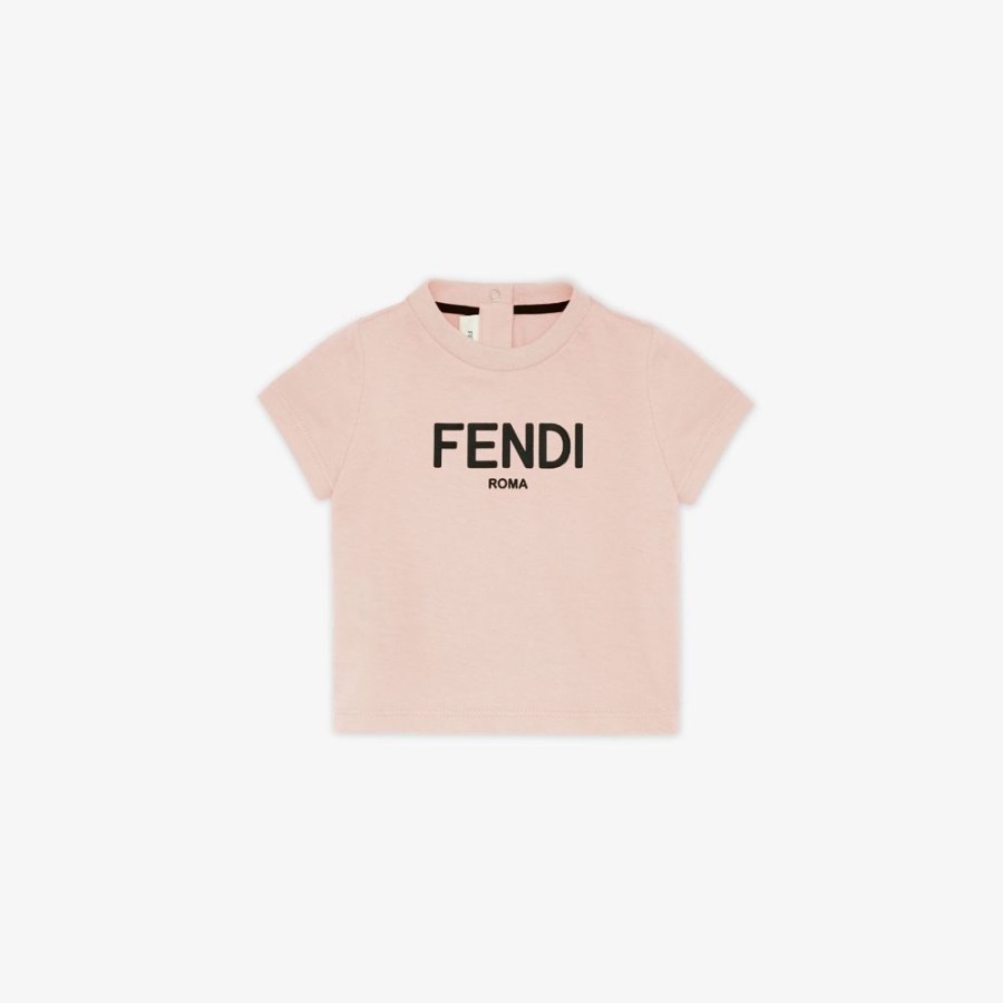 Kids Fendi Baby Madchen | Fendi Roma T-Shirt Aus Rosafarbenem Jersey