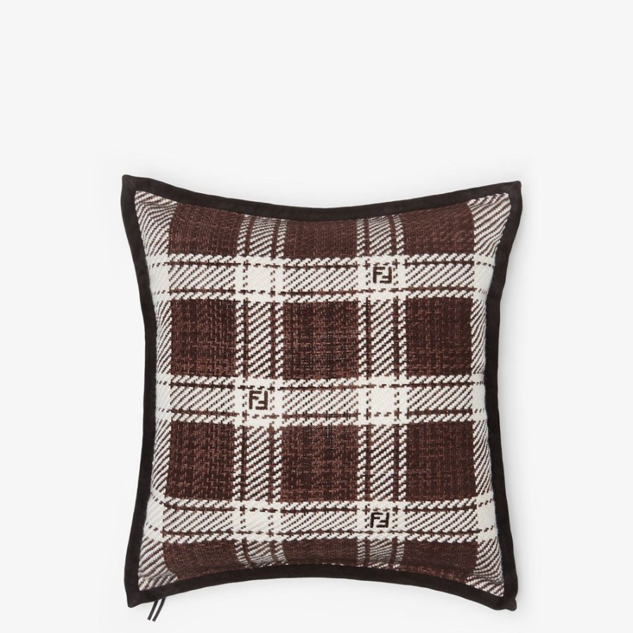 Home Decor & Lifestyle Fendi Textile Accessoires | Kissen Aus Geflochtenem Leder In Dunkelbraun