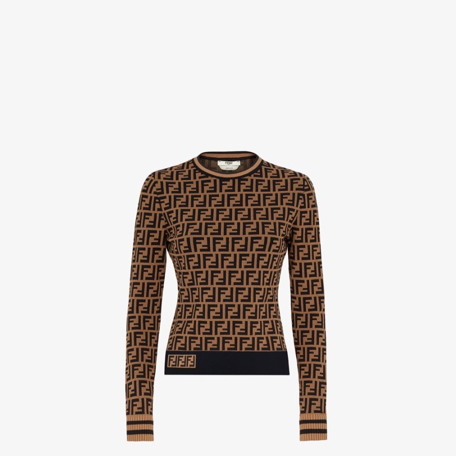 Damen Fendi Strickbekleidung | Pullover Mit Ff-Motiv