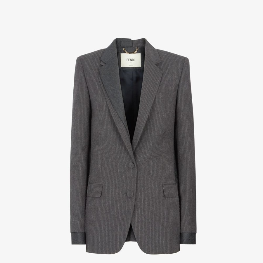 Damen Fendi Jacken | Blazer Aus Flanell In Grau