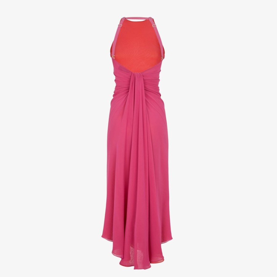 Damen Fendi Kleider Und Jumpsuits | Georgette-Kleid In Rosa