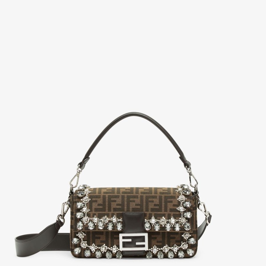 Damen Fendi Schulter- Und Crossbody-Taschen | Tasche Aus Jacquardgewebe Mit Ff-Muster Und Kristallen