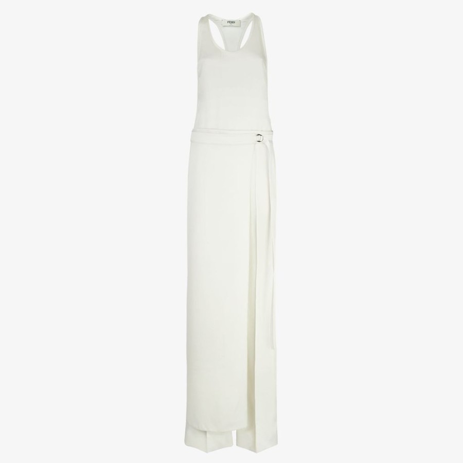 Damen Fendi Kleider Und Jumpsuits | Jumpsuit Aus Satin In Weis