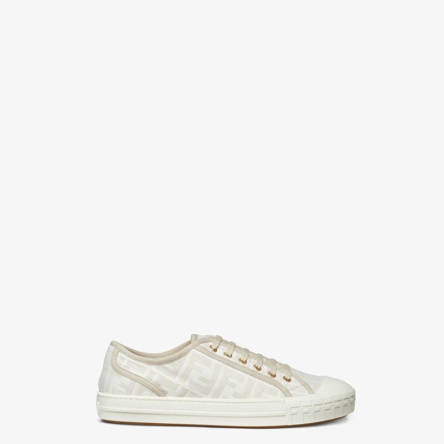 Herren Fendi Sneakers | Low-Top Sneaker Aus Stoff In Weis